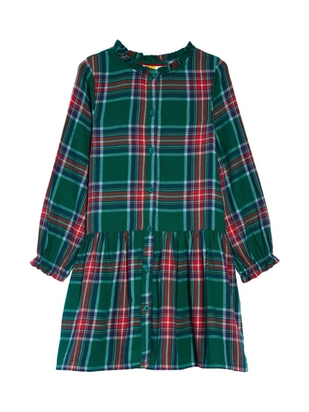Mini Boden Relaxed Check Woven Dress in Forest Green plaid girls 5/6